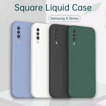 Luksuzna torbica za telefon Funda za Samsung Galaxy A30S A50 A50S s tekućim silikonskim otpornim pokrivačima za kamere, stražnja zaštitna kapa, torbica