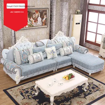 Klasični europski dizajn sofe za dnevni boravak Luksuzna francuska tkanina L spoj kutni kauč na Starinski royal kauč set namještaja