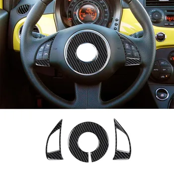 3pcs unutrašnjost upravljač od karbonskih vlakana za Fiat 500 2012-15 Modni ukrasne naljepnice za vozila