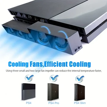 Hlađenje ventilatori Cooler External USB Cooler 5 navijača sa automatskim senzorom temperature za igraće konzole PS4 /PS4 Pro /PS4 Slim