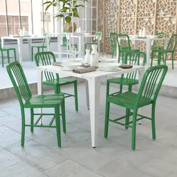 Blagovaona stolice na otvorenom - Metalno - Set od 2-x naslonima za ruke - Zelena Stolica, stolica za radnu površinu, stolicu Sillas para barra de cocina, Drvena stolica, Metalna 