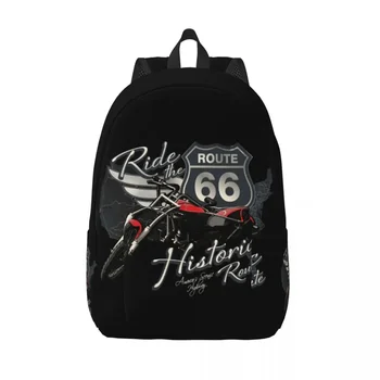 Putovanje na motociklu povijesnog rutu 66 platna ruksak Svakodnevni torba za knjige za fakultet škole u SAD-Putne torbe Amerike