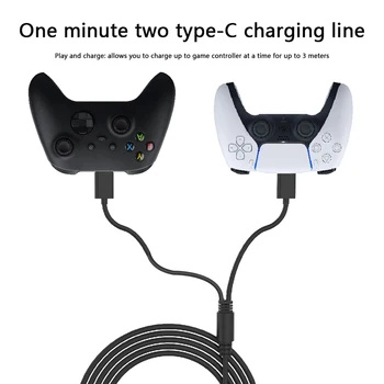 Kabel za punjenje gamepad 2 u 1 dužine 3 m, Konzolni kabel za napajanje Type-C prekidač PS5