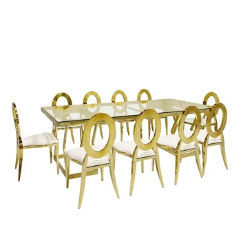 Moderan minimalistički dizajn, svadbeni stol od nehrđajućeg čelika, svadbeni stol na otvorenom