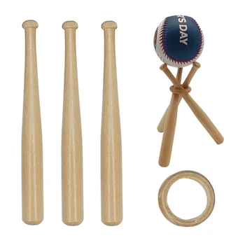 Drveni držač za bejzbol s mini bejzbol palicama i drvenim krugovima, postolje za zaslon baseball bitova, držač za fanove бейсболистов