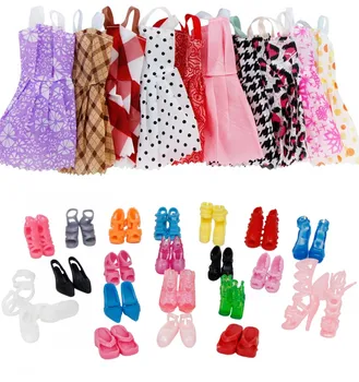 20 kom./compl. = (10 kom. odjeće + 10 pari cipela) Lutkarska odjeća Obuća Haljina za Barbie Lutke Pribor Za Lutke 29 cm, Igračke za djevojčice