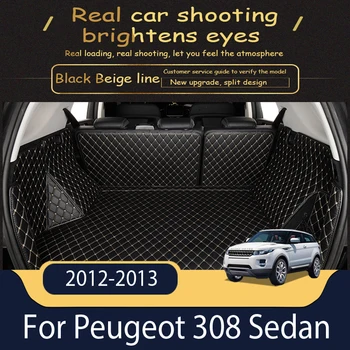Običaj kožni tepisi u prtljažniku automobila za Peugeot 308 Limuzina 2012-2013 Stražnji tepih u prtljažniku, polica, tepih, blato